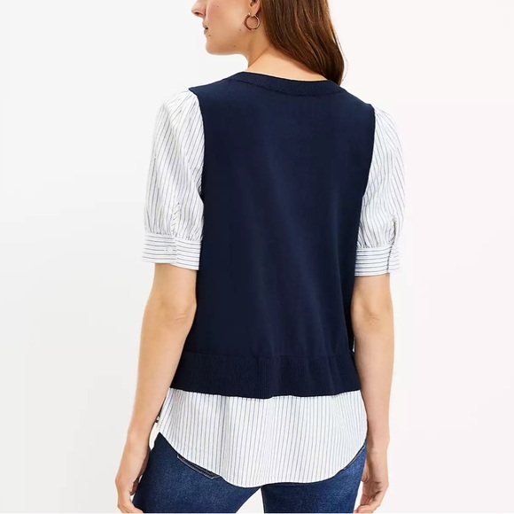 Loft Stripe Layered Mixed Media Sweater - Picture 2 of 5